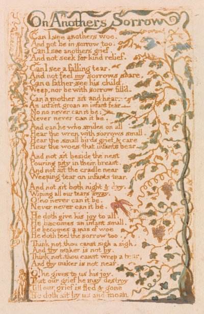 On Anothers Sorrow, tavola 24 da Songs of Innocence da William Blake